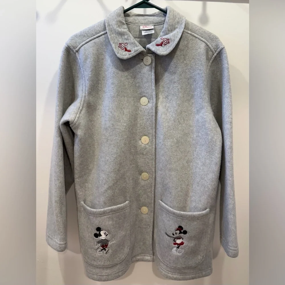 VINTAGE DISNEY STORE Mickey & Minnie Mouse Heart Fleece Jacket